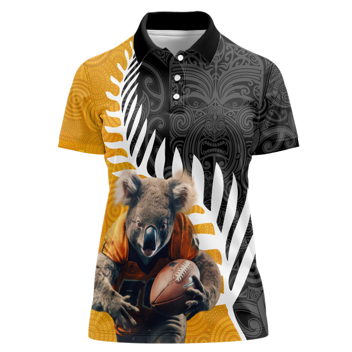 New Zealand and Australia Rugby Women Polo Shirt Koala and Maori Warrior Together