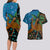 Fiji and Australia Couples Matching Long Sleeve Bodycon Dress and Hawaiian Shirt Palm Tree and Abogirinal Emu