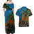 Fiji and Australia Couples Matching Off Shoulder Maxi Dress and Hawaiian Shirt Palm Tree and Abogirinal Emu