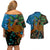 Fiji and Australia Couples Matching Off Shoulder Short Dress and Hawaiian Shirt Palm Tree and Abogirinal Emu