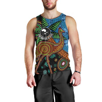 Fiji and Australia Men Tank Top Palm Tree and Abogirinal Emu