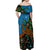 Fiji and Australia Off Shoulder Maxi Dress Palm Tree and Abogirinal Emu