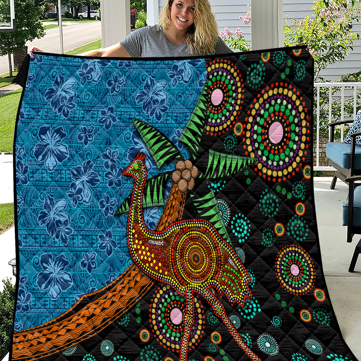 Fiji and Australia Quilt Palm Tree and Abogirinal Emu