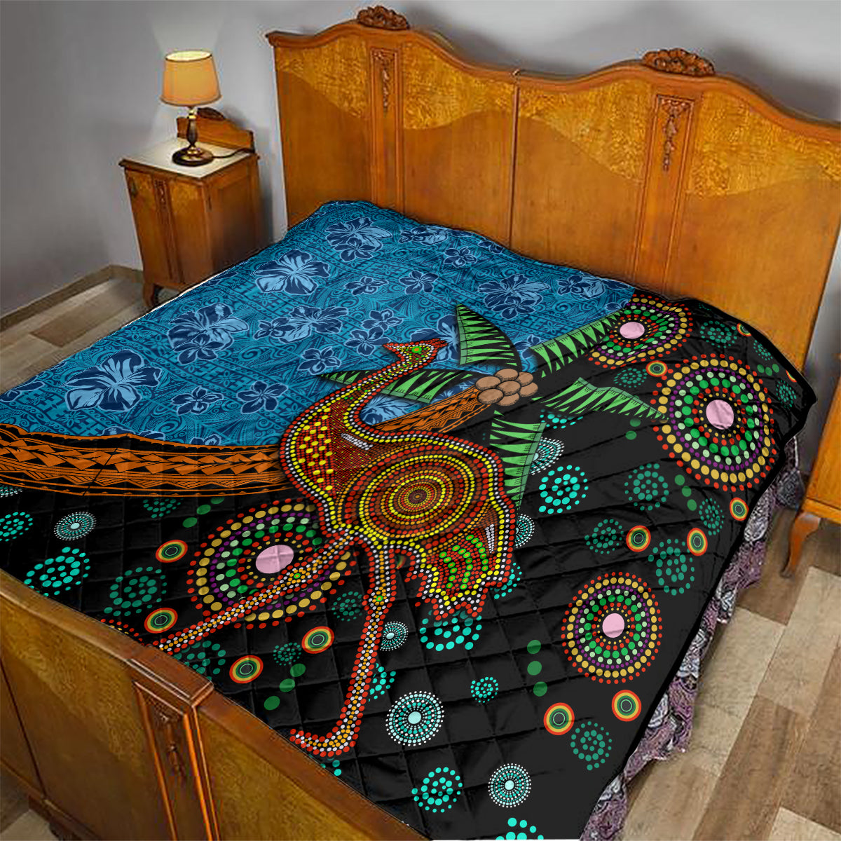 Fiji and Australia Quilt Palm Tree and Abogirinal Emu