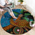 Fiji and Australia Round Carpet Palm Tree and Abogirinal Emu