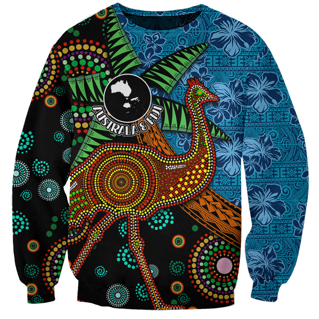 Fiji and Australia Sweatshirt Palm Tree and Abogirinal Emu