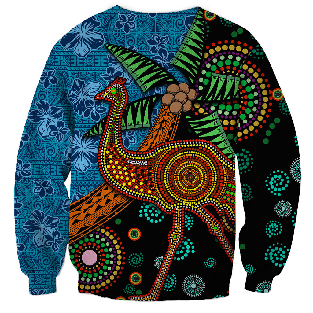 Fiji and Australia Sweatshirt Palm Tree and Abogirinal Emu