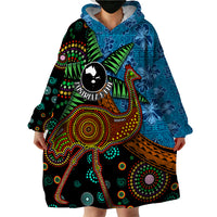 Fiji and Australia Wearable Blanket Hoodie Palm Tree and Abogirinal Emu