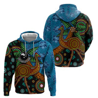 Fiji and Australia Zip Hoodie Palm Tree and Abogirinal Emu