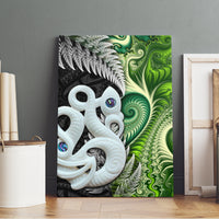 New Zealand Koru Natural Canvas Wall Art Manaia and Silver Fern Maori Pattern