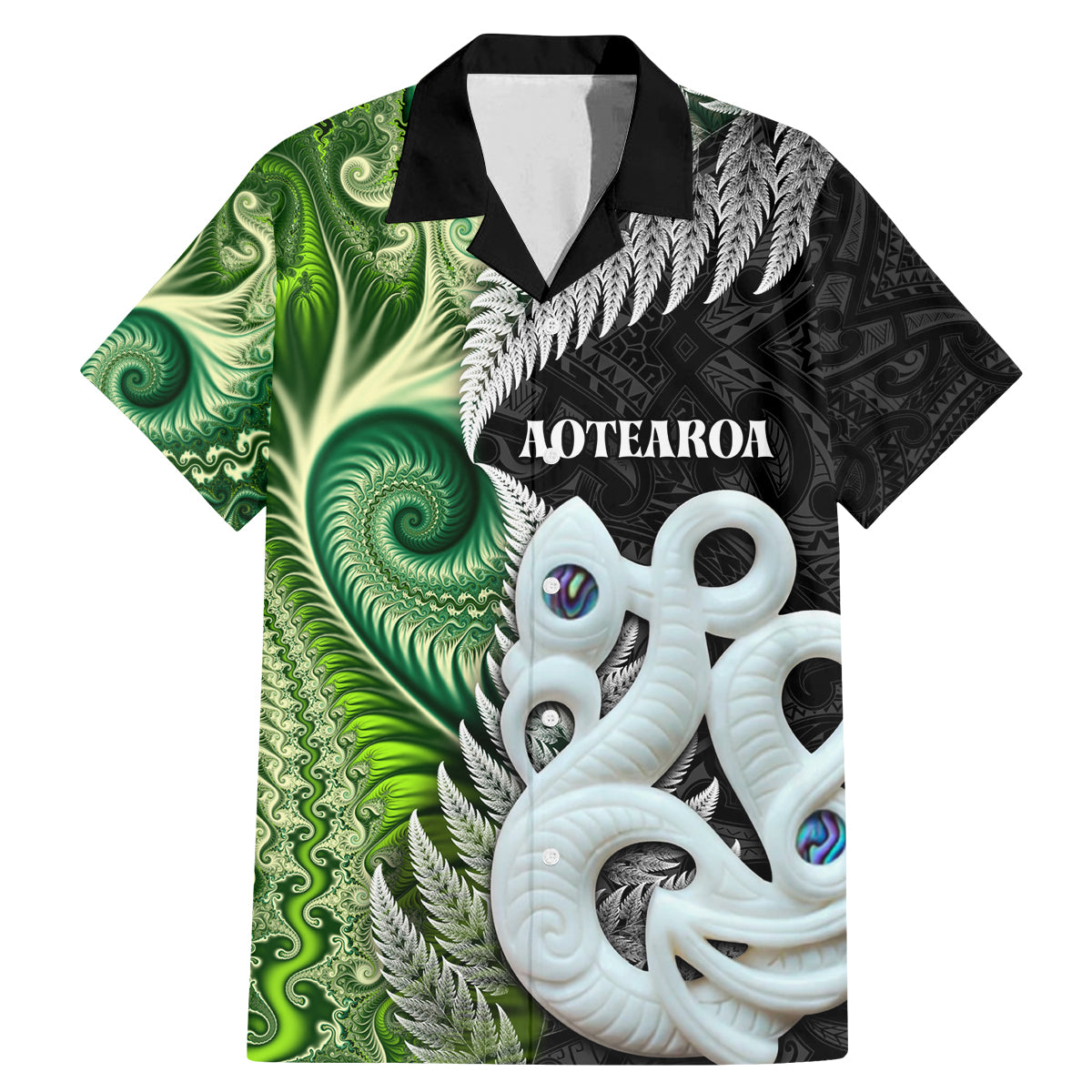 New Zealand Koru Natural Family Matching Mermaid Dress and Hawaiian Shirt Manaia and Silver Fern Maori Pattern