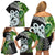 New Zealand Koru Natural Family Matching Off Shoulder Short Dress and Hawaiian Shirt Manaia and Silver Fern Maori Pattern