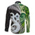 New Zealand Koru Natural Family Matching Off Shoulder Short Dress and Hawaiian Shirt Manaia and Silver Fern Maori Pattern