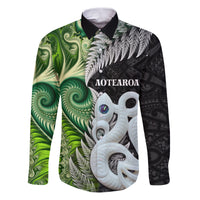New Zealand Koru Natural Family Matching Puletasi and Hawaiian Shirt Manaia and Silver Fern Maori Pattern