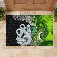 New Zealand Koru Natural Rubber Doormat Manaia and Silver Fern Maori Pattern