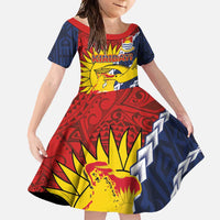 Kiribati Independence Day Family Matching Off Shoulder Maxi Dress and Hawaiian Shirt Polynesian and Melanesian Art Tattoo