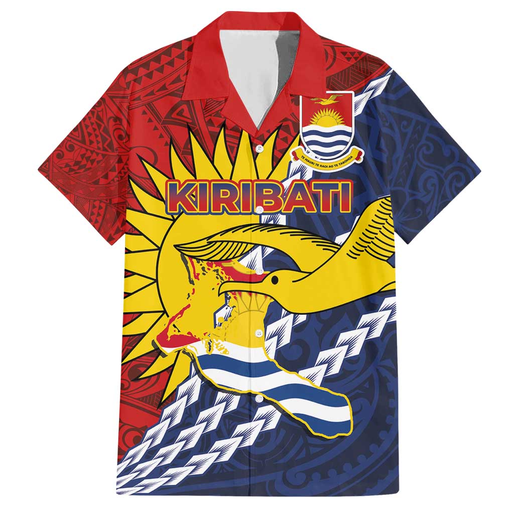 Kiribati Independence Day Family Matching Short Sleeve Bodycon Dress and Hawaiian Shirt Polynesian and Melanesian Art Tattoo