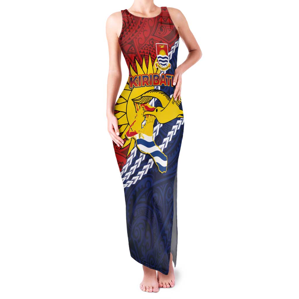 Kiribati Independence Day Family Matching Tank Maxi Dress and Hawaiian Shirt Polynesian and Melanesian Art Tattoo