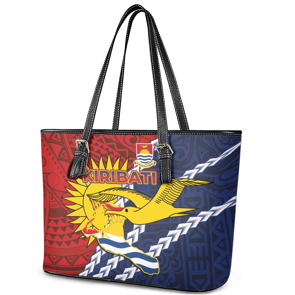 Kiribati Independence Day Leather Tote Bag Polynesian and Melanesian Art Tattoo