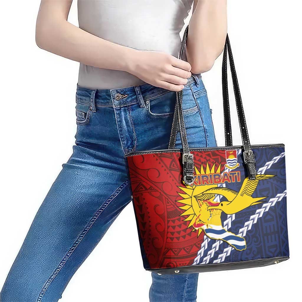 Kiribati Independence Day Leather Tote Bag Polynesian and Melanesian Art Tattoo