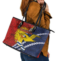 Kiribati Independence Day Leather Tote Bag Polynesian and Melanesian Art Tattoo