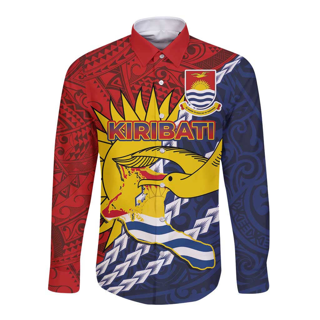 Kiribati Independence Day Long Sleeve Button Shirt Polynesian and Melanesian Art Tattoo