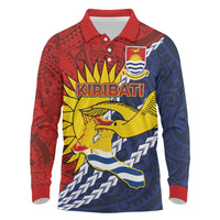Kiribati Independence Day Long Sleeve Polo Shirt Polynesian and Melanesian Art Tattoo