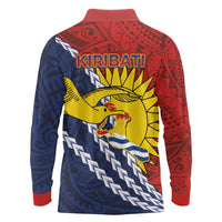 Kiribati Independence Day Long Sleeve Polo Shirt Polynesian and Melanesian Art Tattoo