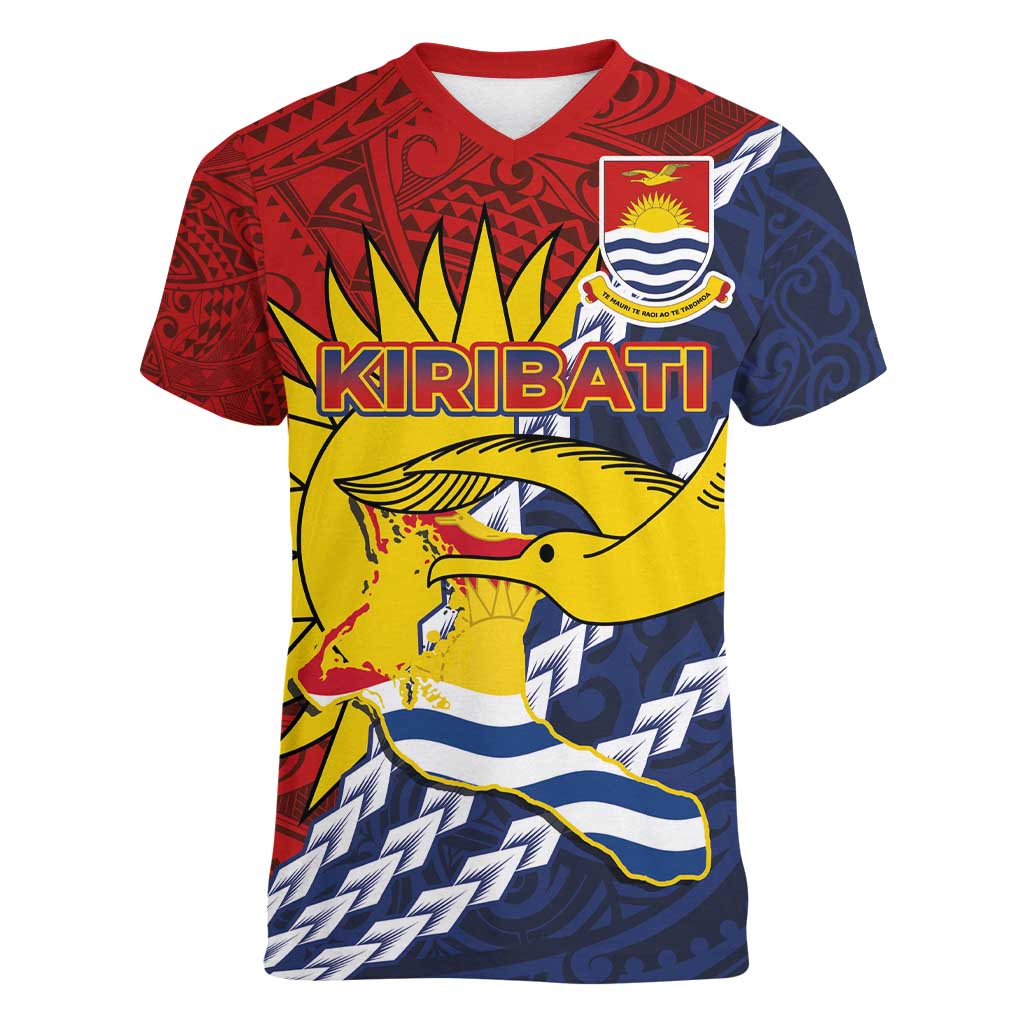 Kiribati Independence Day Women V-Neck T-Shirt Polynesian and Melanesian Art Tattoo