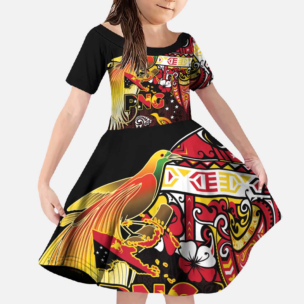 Papua New Guinea 2025 Family Matching Mermaid Dress and Hawaiian Shirt 50th Independence Day Anniversary LT03 Daughter's Dress Red - Polynesian Pride
