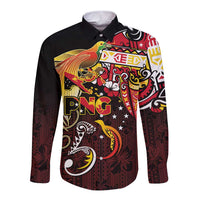 Papua New Guinea 2025 Long Sleeve Button Shirt 50th Independence Day Anniversary LT03 Unisex Red - Polynesian Pride