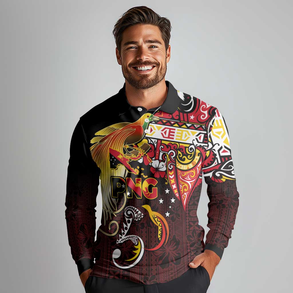 Papua New Guinea 2025 Long Sleeve Polo Shirt 50th Independence Day Anniversary