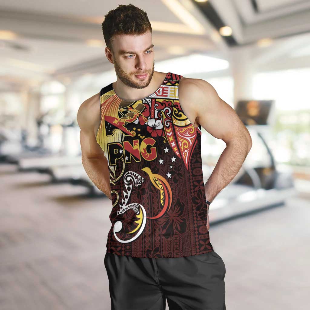 Papua New Guinea 2025 Men Tank Top 50th Independence Day Anniversary LT03 Red - Polynesian Pride