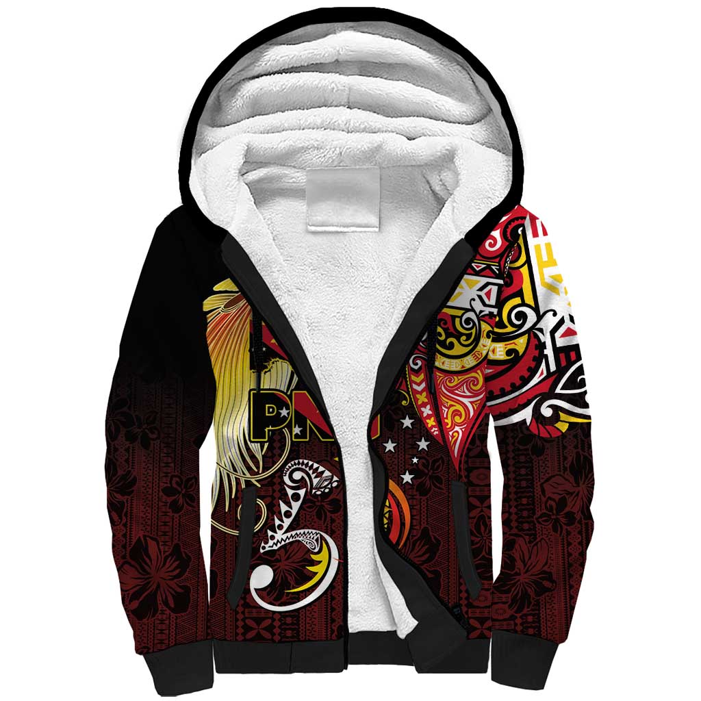Papua New Guinea 2025 Sherpa Hoodie 50th Independence Day Anniversary LT03 Unisex Red - Polynesian Pride