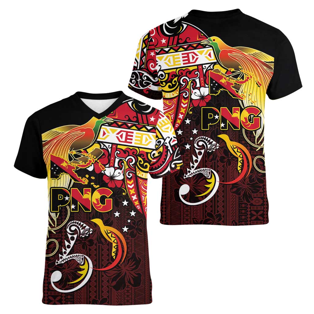 Papua New Guinea 2025 Women V-Neck T-Shirt 50th Independence Day Anniversary