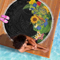 Hawaiian Tropical Plants and Chameleon Beach Blanket Polynesian Art Colorful LT03 - Polynesian Pride