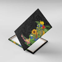 Hawaiian Tropical Plants and Chameleon Canvas Wall Art Polynesian Art Colorful LT03 With Frame Black - Polynesian Pride