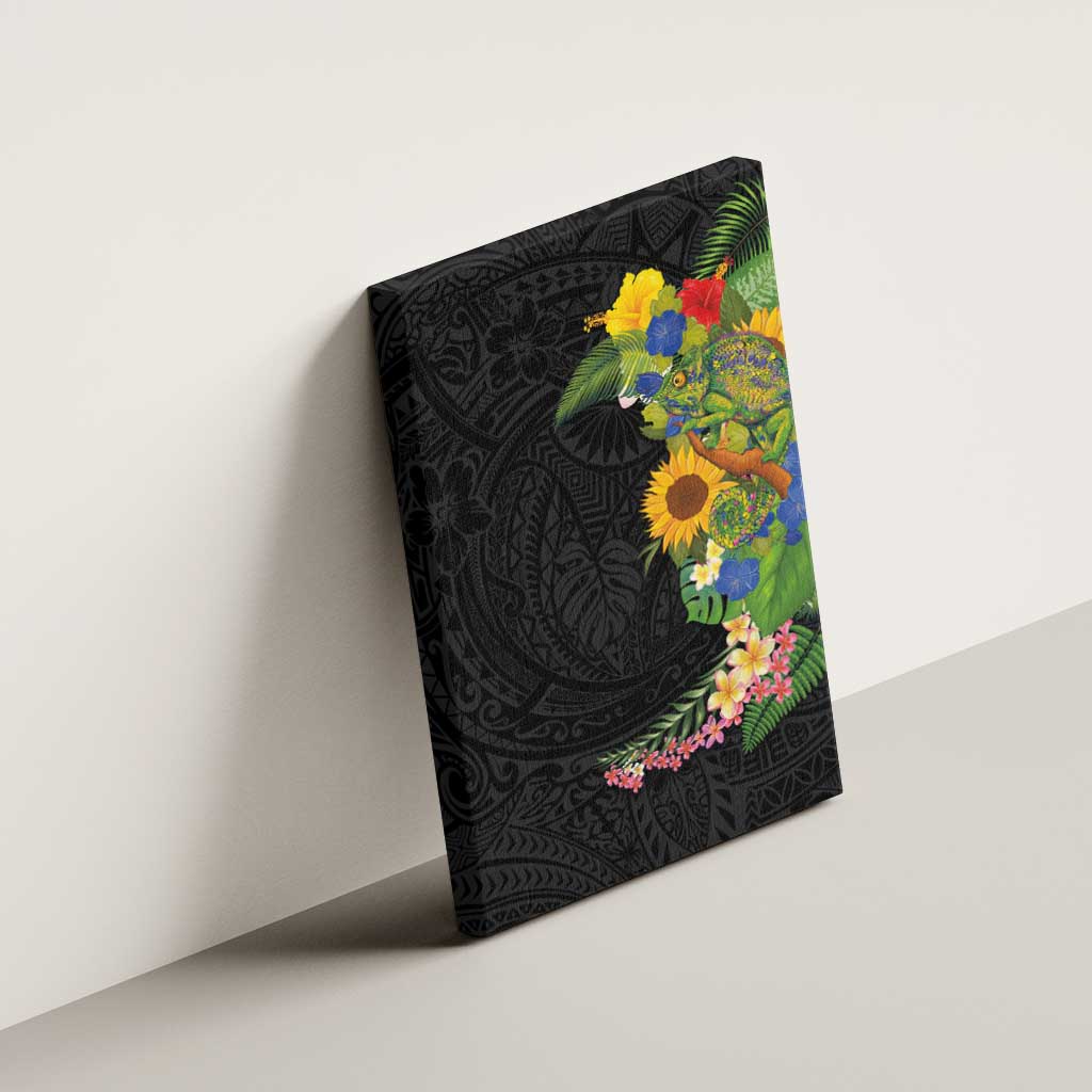 Hawaiian Tropical Plants and Chameleon Canvas Wall Art Polynesian Art Colorful LT03 - Polynesian Pride