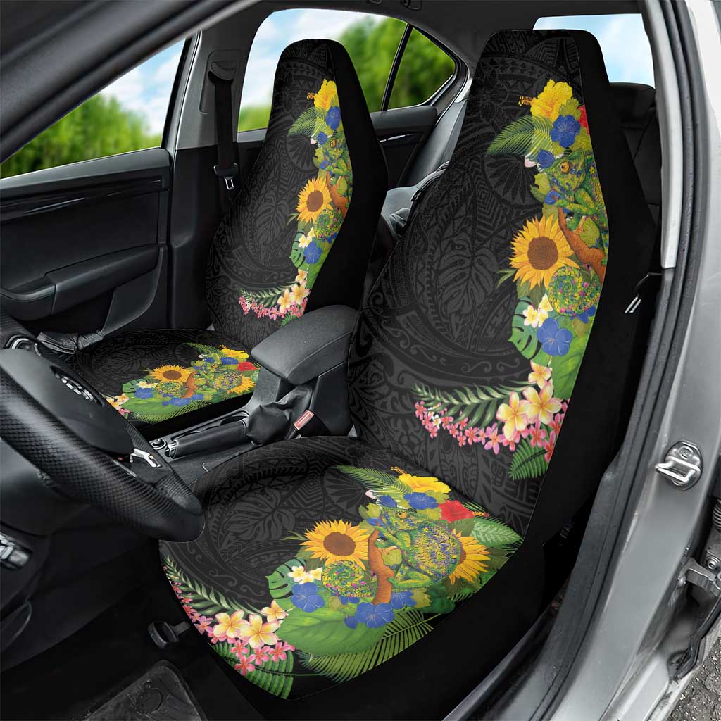 Hawaiian Tropical Plants and Chameleon Car Seat Cover Polynesian Art Colorful - Polynesian Pride