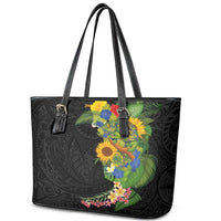 Hawaiian Tropical Plants and Chameleon Leather Tote Bag Polynesian Art Colorful - Polynesian Pride