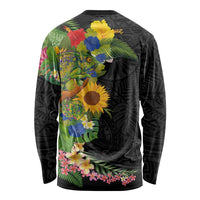Hawaiian Tropical Plants and Chameleon Long Sleeve Shirt Polynesian Art Colorful LT03 - Polynesian Pride