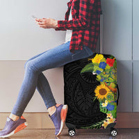 Hawaiian Tropical Plants and Chameleon Luggage Cover Polynesian Art Colorful - Polynesian Pride