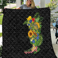 Hawaiian Tropical Plants and Chameleon Quilt Polynesian Art Colorful - Polynesian Pride