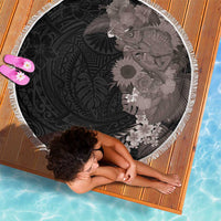 Hawaiian Tropical Plants and Chameleon Beach Blanket Polynesian Art Grayscale LT03 - Polynesian Pride