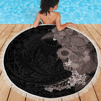 Hawaiian Tropical Plants and Chameleon Beach Blanket Polynesian Art Grayscale LT03 - Polynesian Pride
