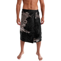 Hawaiian Tropical Plants and Chameleon Lavalava Polynesian Art Grayscale - Polynesian Pride