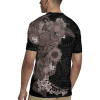Hawaiian Tropical Plants and Chameleon Rugby Jersey Polynesian Art Grayscale LT03 - Polynesian Pride