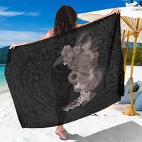 Hawaiian Tropical Plants and Chameleon Sarong Polynesian Art Grayscale - Polynesian Pride