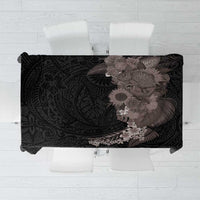 Hawaiian Tropical Plants and Chameleon Tablecloth Polynesian Art Grayscale LT03 Black - Polynesian Pride