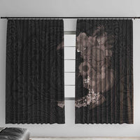 Hawaiian Tropical Plants and Chameleon Window Curtain Polynesian Art Grayscale - Polynesian Pride